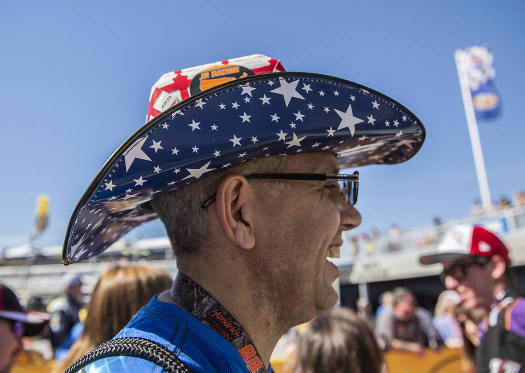 Troy Bergeron waits to get autographs before the start of the Monster Energy NASCAR Cup Series Pennzoil 400 on Sunday, March 3, 2019, at Las Vegas Motor Speedway, in Las Vegas. (Benjamin Hager Re ...