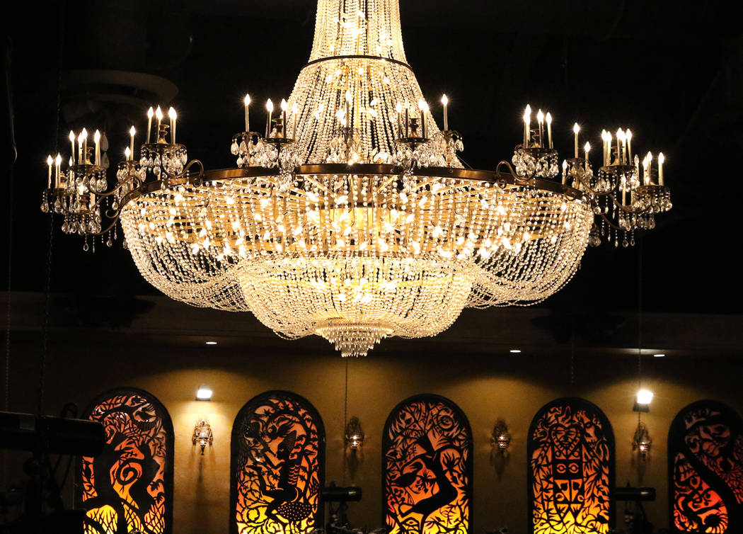 The original MGM Grand chandelier is hanged above the stage at the House of Blues at Mandalay B ...