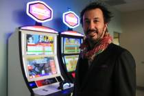 Blaine Graboyes, the CEO of GameCo, near two of his unique gaming machines he hopes will change the industry at his office in Las Vegas on Friday, March 10, 2017. (Brett Le Blanc/Las Vegas Review- ...