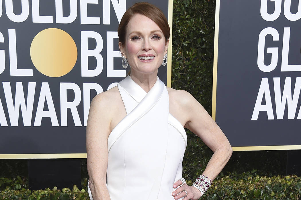 Julianne Moore arrives at the 76th annual Golden Globe Awards in Beverly Hills, Calif. on Jan. 6, 2019. (Jordan Strauss/Invision/AP, File)