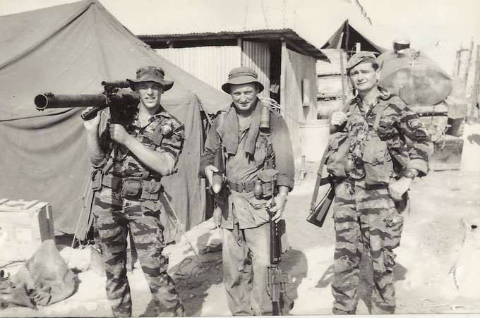 H Lee Barnes, author, at far left, Tra Bong, Vietnam, 1966, returning from an operation. H. Lee Barnes photo.