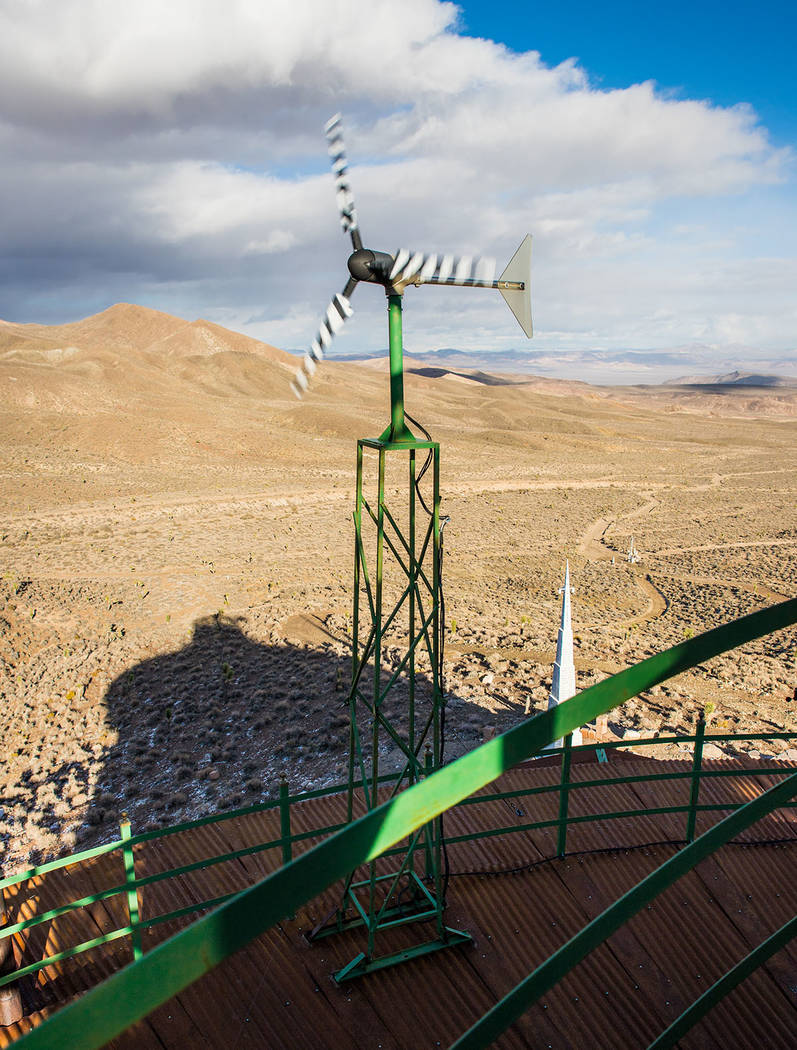 Windmills help generate energy for the Hard Luck Mine Castle. (Tonya Harvey Real Estate Millions)