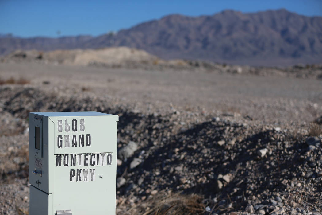 The corner of Grand Montecito Parkway and Deer Springs Way in Las Vegas where KB Home has filed plans for a 60-acre housing, Tuesday, Jan. 22, 2019. Erik Verduzco/Las Vegas Review-Journal) @Erik_V ...