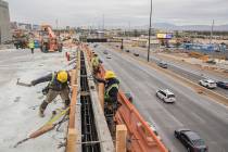 Construction continues on the HOV ramp in the Spaghetti Bowl as part of Project Neon on Wednesday, Dec. 5, 2018, in Las Vegas. (Benjamin Hager/Las Vegas Review-Journal)