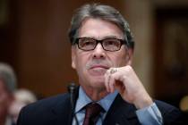 Energy Secretary Rick Perry testifies on the FY2019 budget during a hearing of the Senate Appropriations Committee Subcommittee on Energy and Water Development on Capitol Hill, Wednesday, April 11 ...