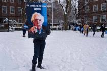 People arrive for a rally for Sen. Bernie Sanders, I-Vt., before Sanders kicks off his political campaign Saturday, March 2, 2019, in the Brooklyn borough of New York. Sanders will launch a 2020 ...