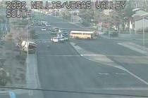 A crash at Nellis Boulevard and Vegas Valley drive has closed all lanes on Nellis, Monday, March 4, 2019. (RTC Cameras)