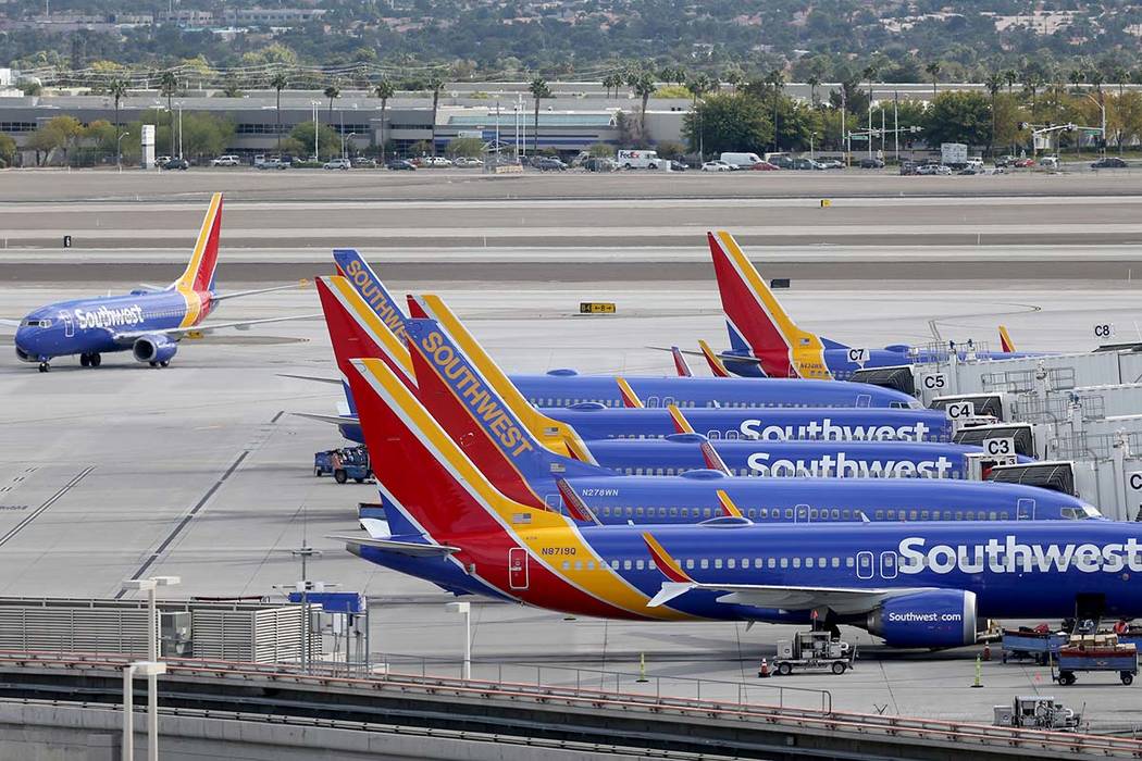 A Southwest Airlines plane taxis at McCarran International Airport in Las Vegas. (K.M. Cannon/Las Vegas Review-Journal) @KMCannonPhoto