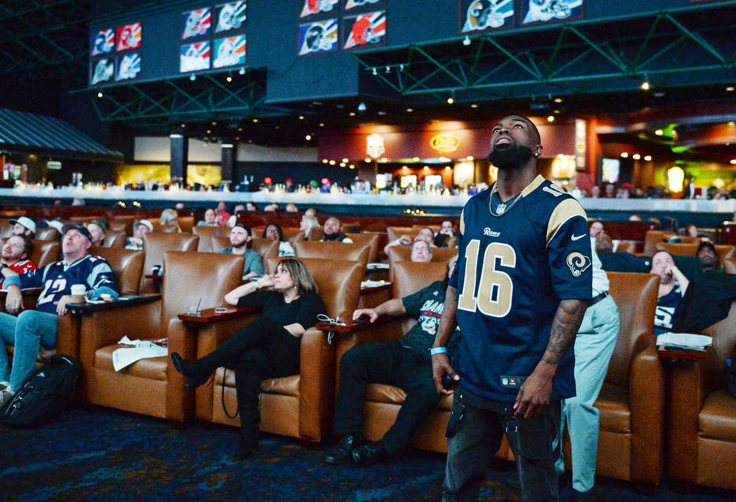 People watch Super Bowl LIII at the Westgate Superbook in Las Vegas in Las Vegas, Sunday, Feb. 3, 2019. Caroline Brehman/Las Vegas Review-Journal