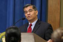 Attorney General Xavier Becerra speaks at the annual Governor's Public Safety Officer Medal of Valor ceremony Monday, Oct. 29, 2018, in Sacramento, Calif. (AP Photo/Rich Pedroncelli)