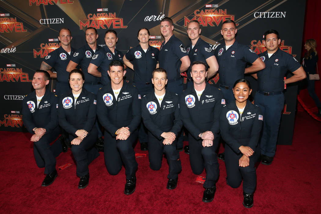 U.S. Air Force Thunderbirds attend the Los Angeles World Premiere of Marvel Studios' "Captain Marvel" at Dolby Theatre on March 4, 2019 in Hollywood, California. (Jesse Grant/Getty Images for Disney)