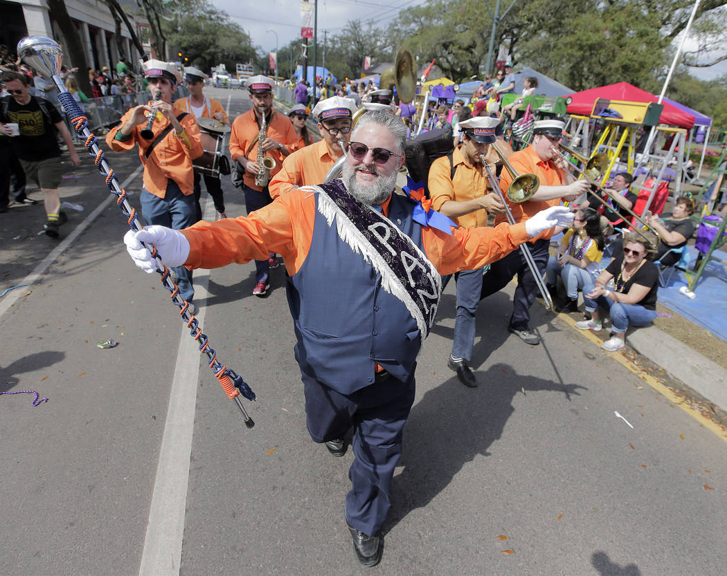 The Krewe of Mid-City 2019 rolls along the Uptown route in New Orleans, La. Sunday, March 3, 2019. Mid-City's parade is the fifth oldest continuously parading organization of the New Orleans Mardi ...