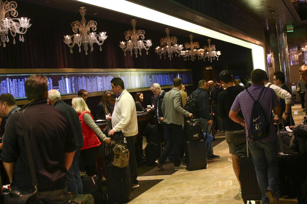 Resort guests are assisted while checking in at The Cosmopolitan of Las Vegas on Thursday, March 7, 2019. (Chase Stevens/Las Vegas Review-Journal) @csstevensphoto