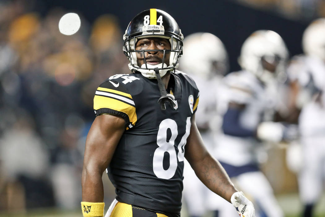 In this Dec. 2, 2018, file photo, Pittsburgh Steelers wide receiver Antonio Brown (84) plays against the Los Angeles Chargers in an NFL football game, in Pittsburgh. Antonio Brown wants out of Pit ...