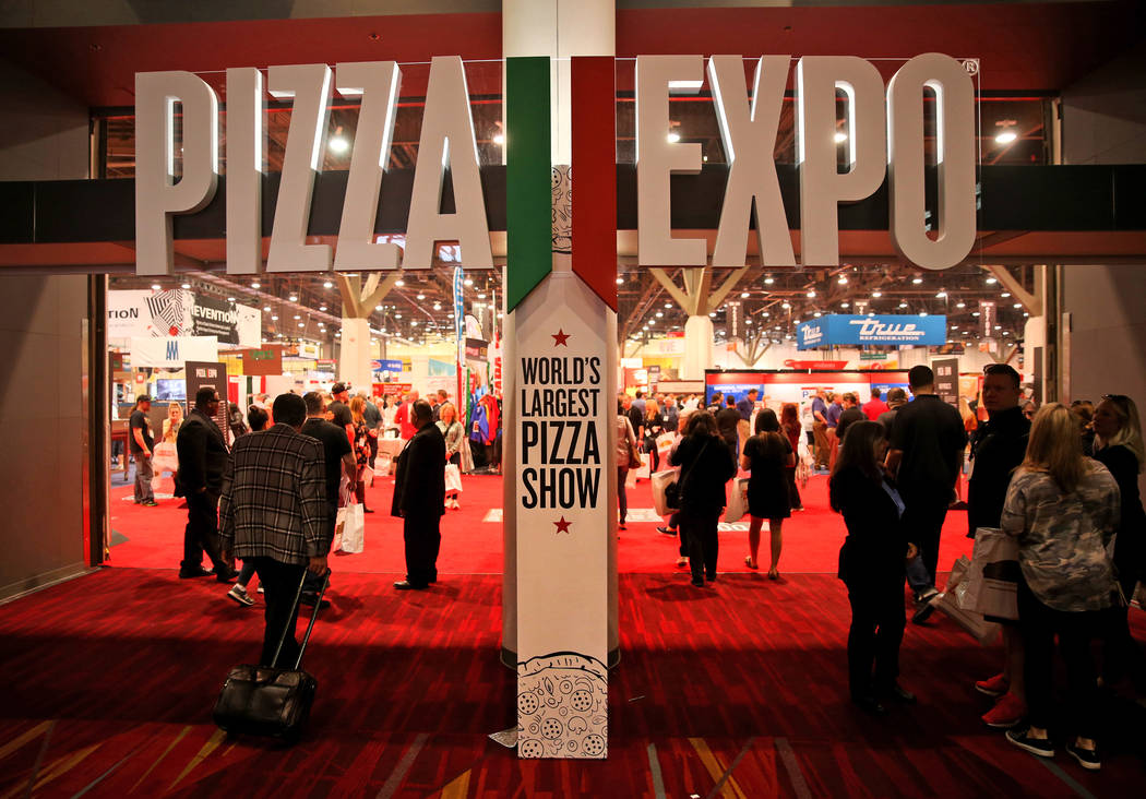 Conventioneers at the International Pizza Expo at the Las Vegas Convention Center Tuesday, March 5, 2019. (K.M. Cannon/Las Vegas Review-Journal) @KMCannonPhoto