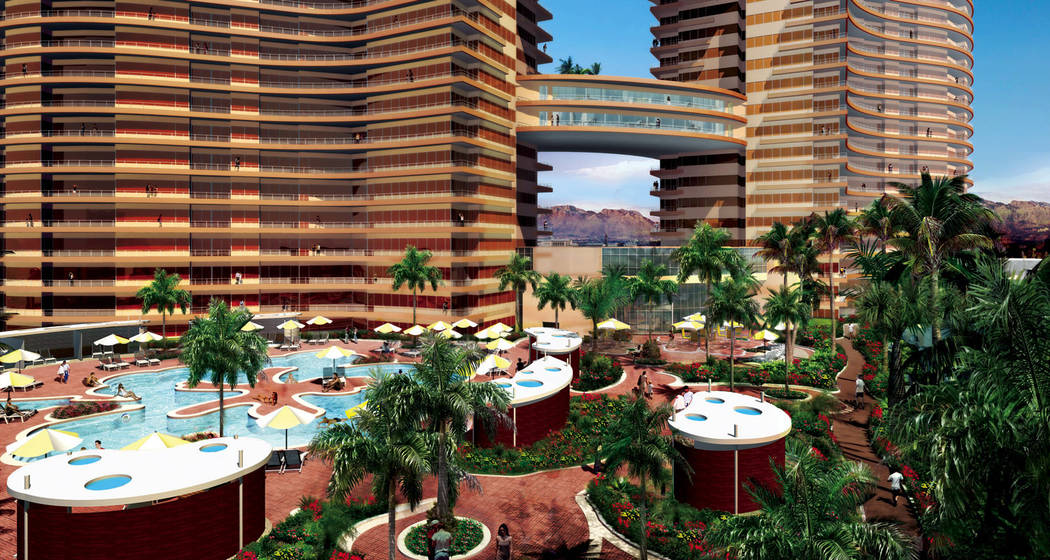 Pinnacle Las Vegas, a rendering of which is seen here, was supposed to have two 36-story towers on Tropicana Avenue at Cameron Street, near The Orleans. The project was never built. (Review-Journa ...