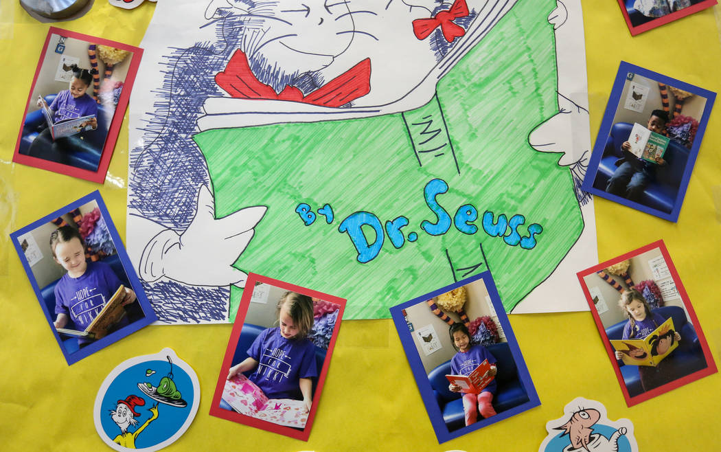 A poster of Nikki McGuire's kindergarten class hangs on a door at Staton Elementary in Las Vegas, Tuesday, March 5, 2019. Every Tuesday the school wears "Hope for Nikki" shirts to show t ...