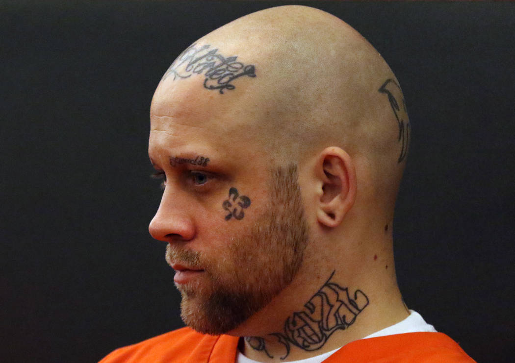 Bayzle Morgan appears in court during his hearing at the Regional Justice Center on Thursday, Nov. 29, 2019, in Las Vegas. Morgan is facing the death penalty in the slaying of a 75-year-old woman ...