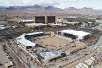 The Las Vegas Ballpark in Summerlin is shown under construction in this aerial photo taken on Jan. 16, 2019. (The Howard Hughes Corporation)