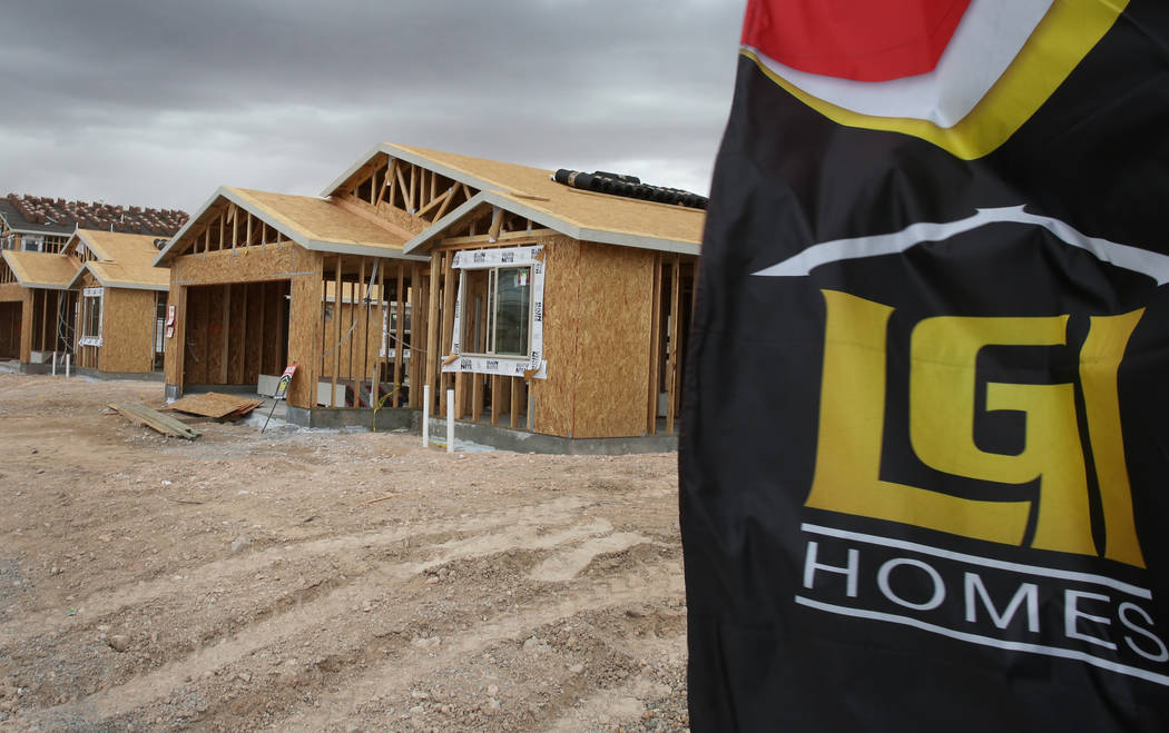 The new construction site of LGI Homes at the Intersection of E. Lake Mead Boulevard and Dolly Lane photographed on Friday, March. 8, 2019, in Las Vegas. Bizuayehu Tesfaye Las Vegas Review-Journal ...