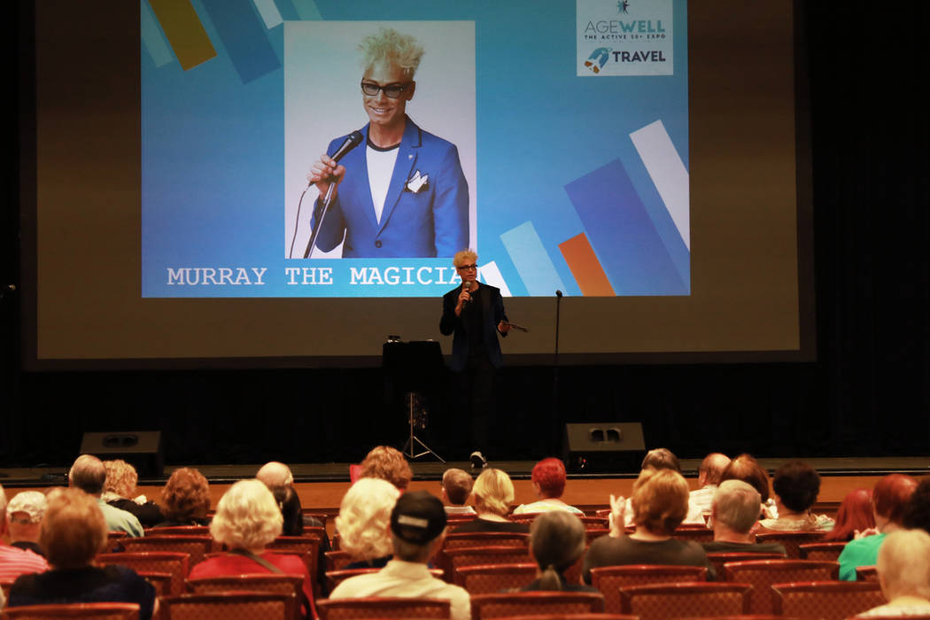 Murray the Magician addresses the crowd during the AgeWell Expo at the Rio Convention Center in Las Vegas on Saturday, April 14, 2018. Andrea Cornejo Las Vegas Review-Journal @dreacornejo