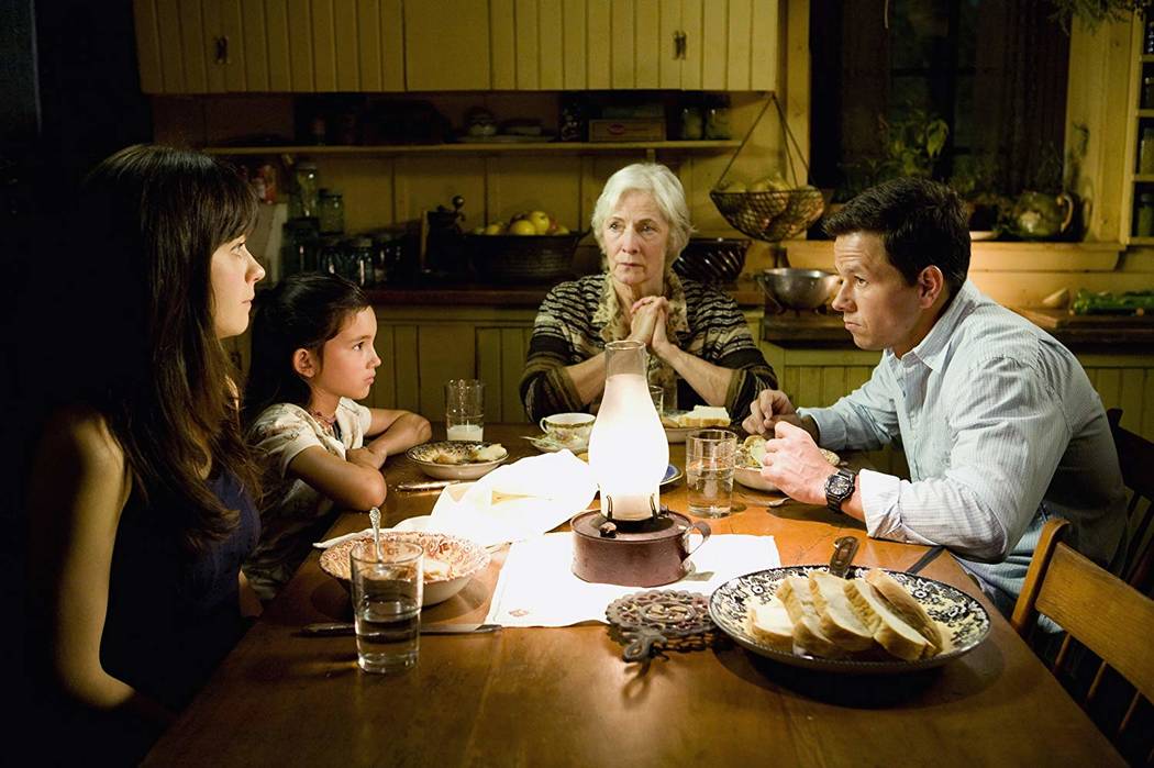 Zooey Deschanel, left, Ashlyn Sanchez, Betty Buckley and Mark Wahlberg in "The Happening." (Twentieth Century Fox)