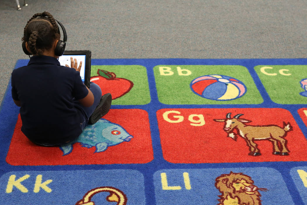 The city of Las Vegas is inviting the public to tour its new mobile preschool on March 16 as part of an early childhood education campaign. (Bizuayehu Tesfaye/Las Vegas Review-Journal) @bizutesfaye