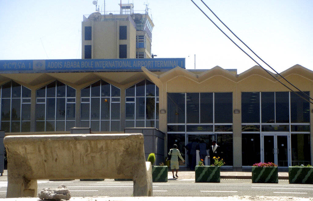 FILE - In this Jan. 25, 2010, file photo, Bole International airport in Addis Ababa, Ethiopia. An Ethiopian Airlines flight with 157 people thought to be on board crashed shortly after takeoff Su ...