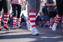 Red and white striped socks will be given out during the Ronald McDonald House Charities of Greater Las Vegas 15th annual Runnin’ for the House 5K run and 1-mile Fun Walk on April 6. (RMHC Marke ...