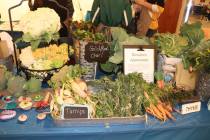 Turnips, thyme, and carrots were among the vegetables sold at the student farmers market at the Summerlin Library. (Garden Farms)