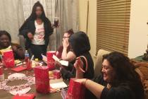 Women staying at Living Grace Homes in Henderson celebrate Valentine's Day this year. (Living Grace Homes)