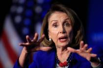 In this March 8, 2019, photo, House Speaker Nancy Pelosi of Calif., speaks at the Economic Club of Washington in Washington. Pelosi is setting a high bar for impeachment of President Donald Trump, ...