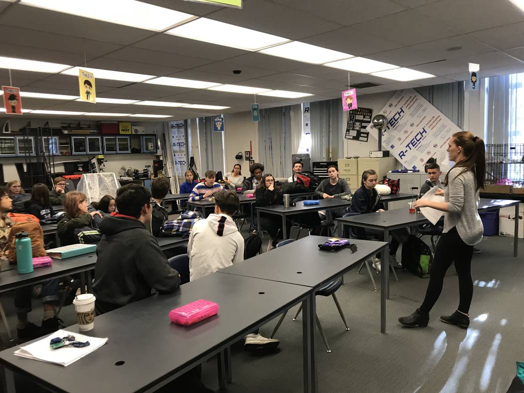 Dawn Minnick-Trujillo prepares a robotics class to pack up for an upcoming robotics competition. Minnick-Trujillo was one of three Clark County School District teachers selected by the Search for ...