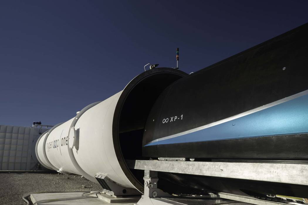Virgin Hyperloop One hit about 240 mph with a travel circuit that magnetically levitates a pod and sends it through a tube, according to a statement Monday. (Virgin Hyperloop One)
