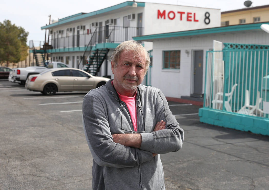 Motel 8 owner Thomas Kovari poses for a photo at his Motel on Friday, March 1, 2019, in Las Vegas. The landlord wants to bulldoze the building and build a hotel-casino. (Bizuayehu Tesfaye Las Vega ...