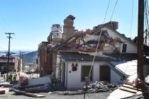 An apparent gas leak triggered an explosion that extensively damaged the historic Delta Saloon in Virginia City, Nevada on Tuesday, March 12, 2019. One employee in the building at the time suffere ...