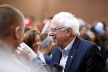 2020 Democratic presidential candidate Sen. Bernie Sanders greets supporters after a rally, Saturday, March 9, 2019, at the Iowa state fairgrounds in Des Moines, Iowa. (AP Photo/Matthew Putney)