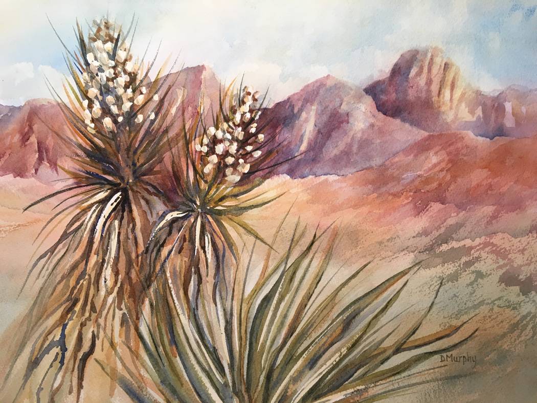 Doni Murphy "Yucca Bloom" (Las Vegas Cultural Affairs) Nevada Watercolor Society’s 50th anniversary “Signature Members Show” in the Mayor’s Gallery at Historic Fifth Street School.