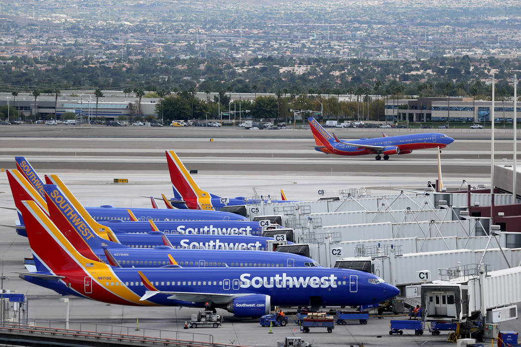 A Southwest Airlines plane takes off from McCarran International Airport in Las Vegas Thursday, Oct. 25, 2018. K.M. Cannon Las Vegas Review-Journal @KMCannonPhoto