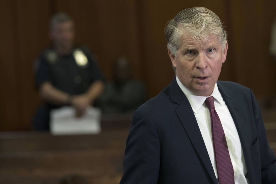 FILE - In this file photo, Manhattan District Attorney, Cyrus Vance, Jr., speaks to reporters after a hearing in Manhattan criminal court in New York, Sept. 12, 2018. After being sentenced in fed ...