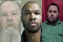 Three inmates at the Northern Nevada Correctional Center in Carson City died over the weekend of Dec. 8-19, 2018. They were Kenneth Rose, 63, left; Damian Hall, 47; and Dustin Wattenberg, 32. (Nev ...