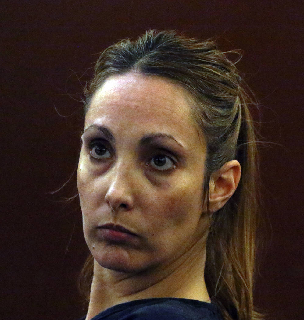 Alexis Plunkett, the jailed Las Vegas defense lawyer, appears in court during her bail hearing at the Regional Justice Center on Thursday, March. 14, 2019, in Las Vegas. Bizuayehu Tesfaye Las Vega ...