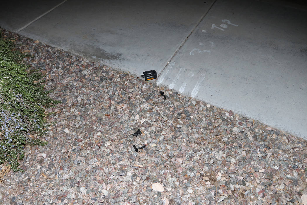 Police investigate a hit-and-run accident involving an 8-year-old boy Sunday, March 3, 2019, near The Vistas Park in Las Vegas. (Las Vegas Metropolitan Police Department)