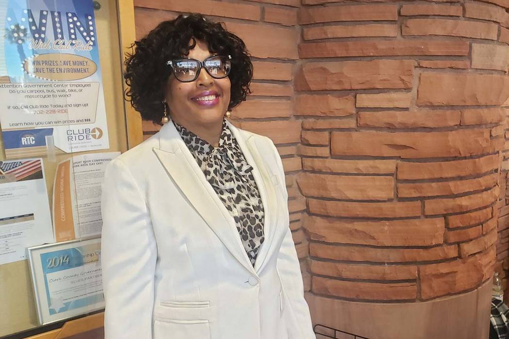 Retired Clark County fire inspector Marcia Washington was picked by the Clark County Commission on Friday, March 15, 2019, to fill the vacant seat of Kelvin Atkinson, who represe ...