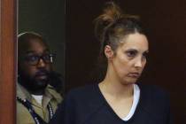 Alexis Plunkett, the jailed Las Vegas defense lawyer, is led into a courtroom at the Regional Justice Center on Friday, March 15, 2019, in Las Vegas. Bizuayehu Tesfaye Las Vegas Review-Journal @bi ...