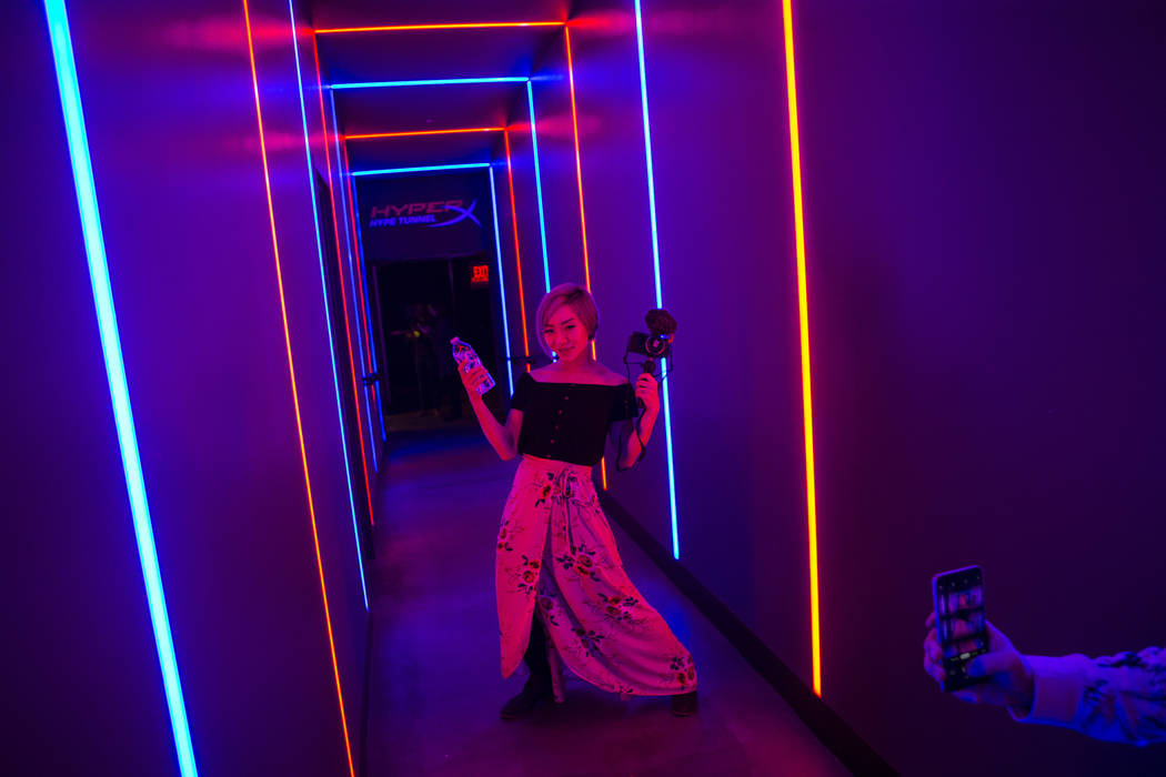 Cosplayer and influencer Stella Chuu poses for a picture while visiting the HyperX Esports Arena at the Luxor as part of the 1,000 Dreams Fund's BroadcastHER Academy Challenge in Las Vegas on Frid ...