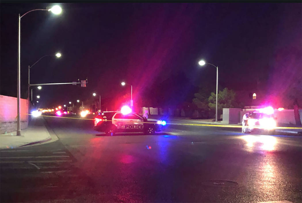 Las Vegas officers were involved in a police shooting in the 8000 block of South Eastern Avenue, near Windmill Lane, on Saturday, March 16, 2019. (Katelyn Newberg/Las Vegas Review-Journal)