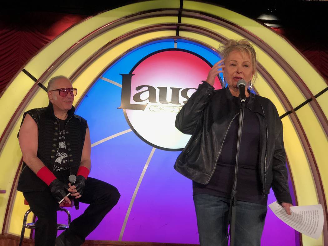 Roseanne Barr and Andrew Dice Clay are shown at Laugh Factory at the Tropicana on Saturday, March 16, 2019. (Harry Basil)