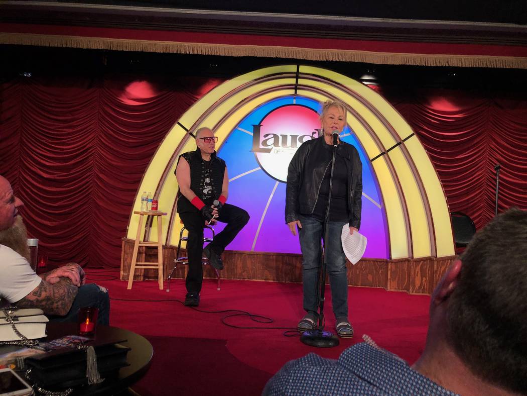 Roseanne Barr and Andrew Dice Clay are shown at Laugh Factory at the Tropicana on Saturday, March 16, 2019. (Harry Basil)