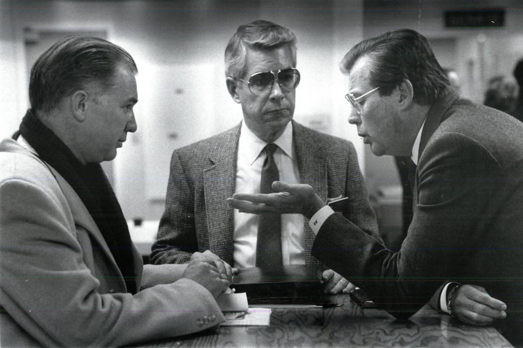 From left, Sam McMullen, Richard Bunker and Jim Joyce are seen in March 1993. (Las Vegas Review-Journal)
